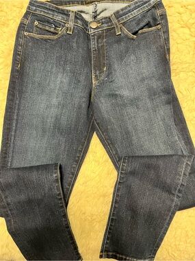 David Kahn Slim Straight Dark Blue Jeans with Contrast Stitching